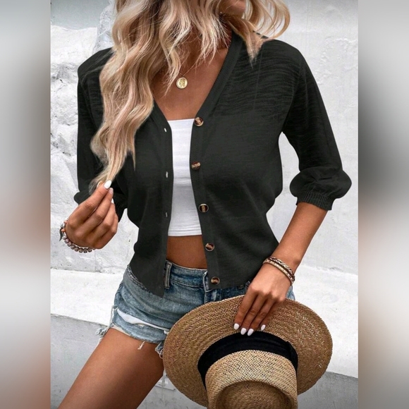 Black Button-Up Cardigan - Picture 4 of 4